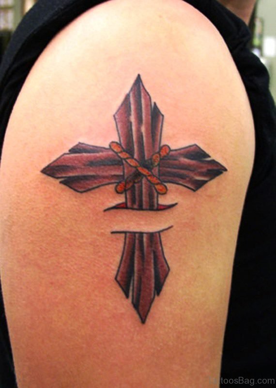 Sweet Shoulder Cross Tattoo 