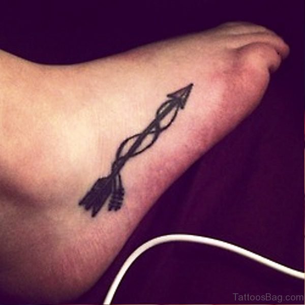 Swirl Rope Covered Arrow Tattoo On Foot