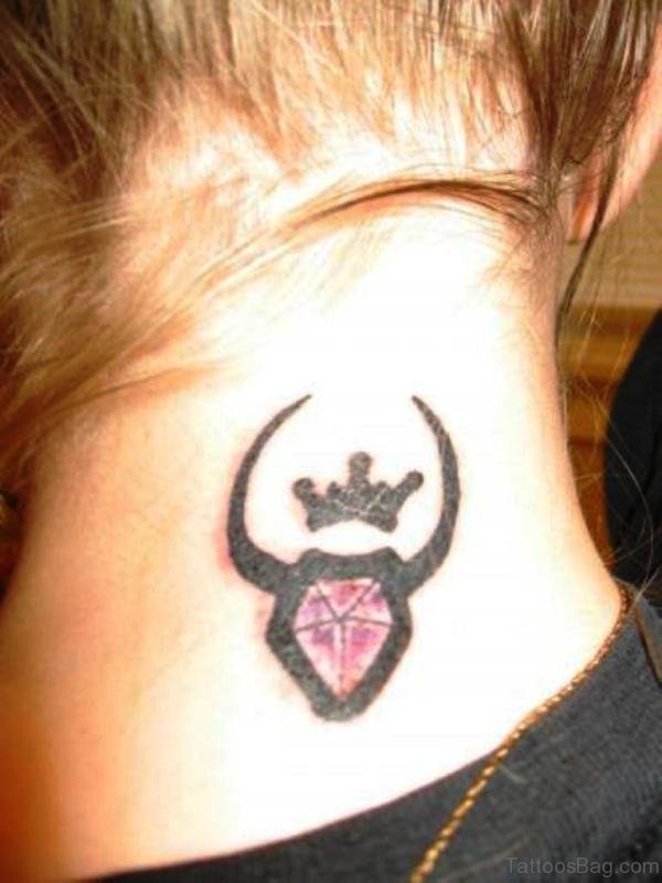 Taurus Crown Neck Tattoo