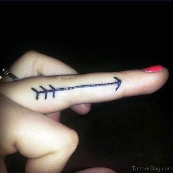 Terrific Arrow Tattoo Design On Finger