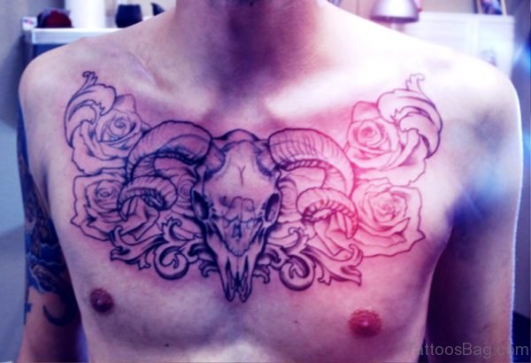 Terrific Bull Tattoo On Chest