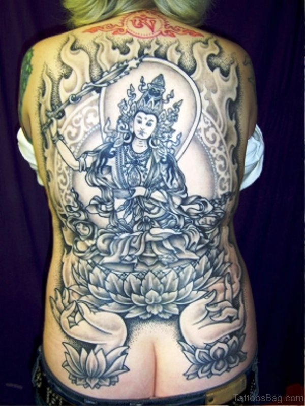 Tibetan Buddha Tattoo Design On Back