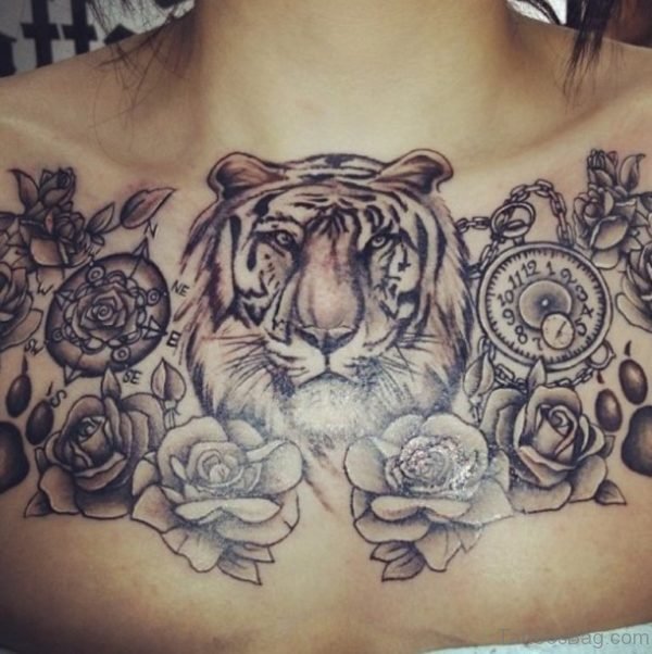 Tiger And Rose Tattoo