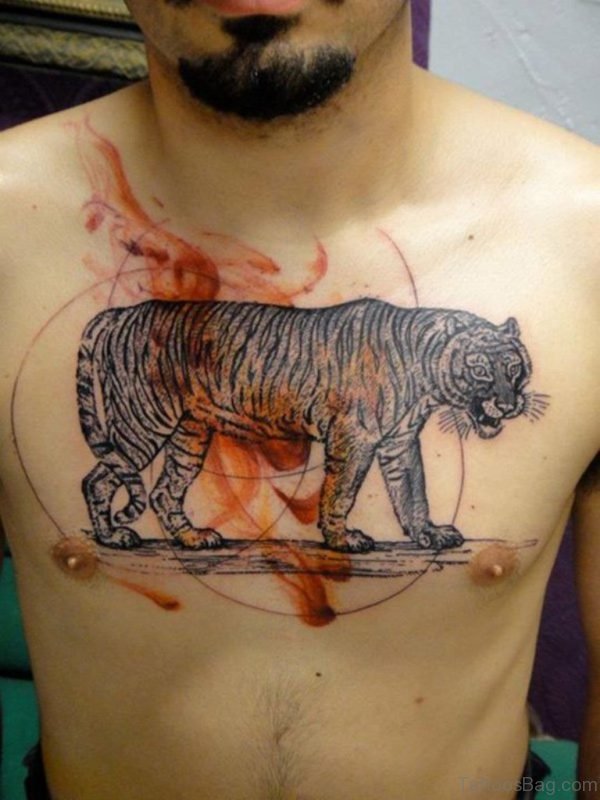 Tiger Tattoo Design On Chest 