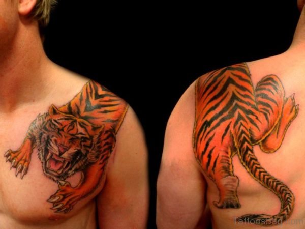 Tiger Tattoo On From Shoulder