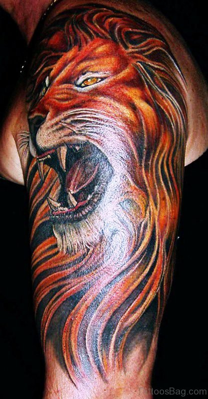 Tiger Tattoo On Right Shoulder For Men
