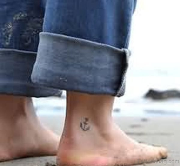 Tiny Anchor Tattoo For Ankle