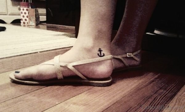 Tiny Anchor Tattoo On Ankle