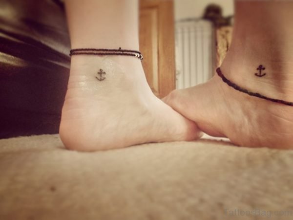 Tiny Anchor Tattoos On Girl Ankle