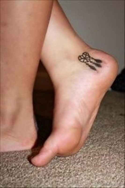 Tiny Dreamcatcher Tattoo On Ankle