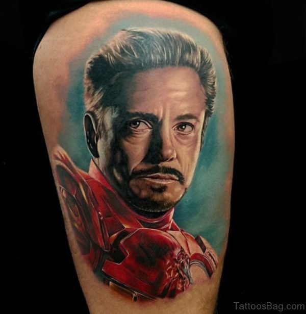 Tony Stark Portrait Tattoo