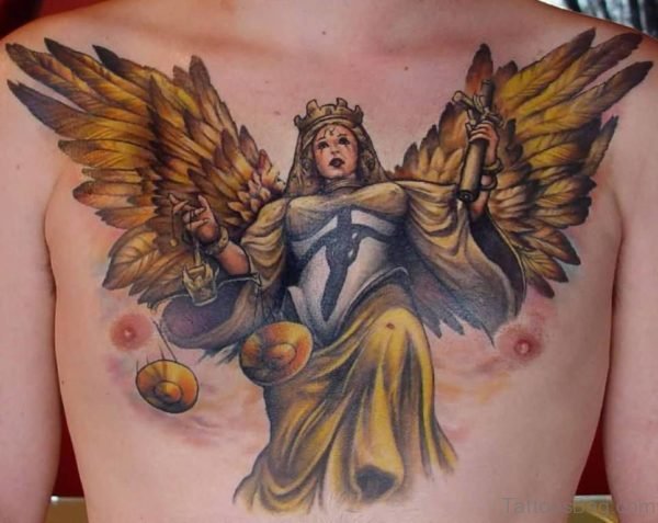 Traditional Angel With Wings Tattoo