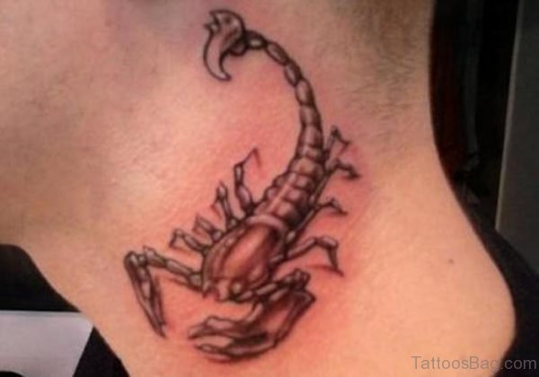Traditional Scorpion Tattoo On Neck