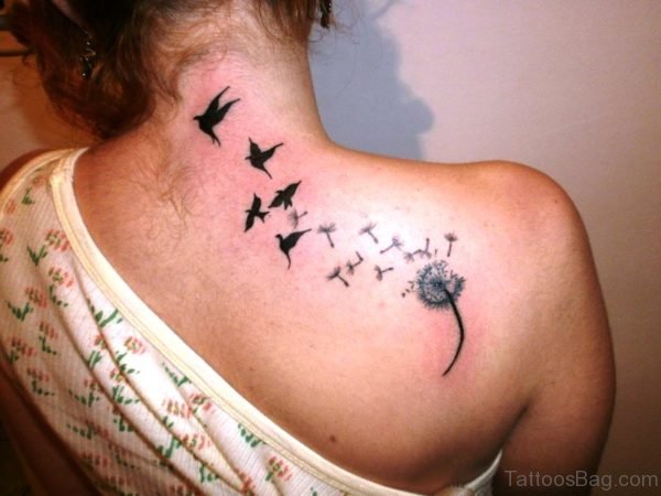 Tremendous Dandelion Tattoo On Shoulder