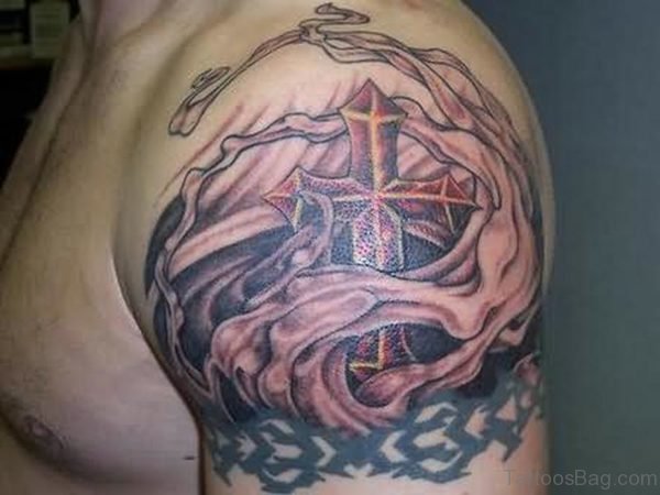 Trendy Cross Tattoo