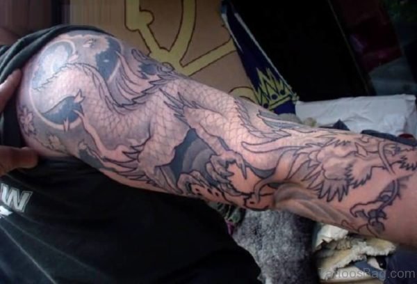 Trendy Dragon Tattoo On Full Sleeve