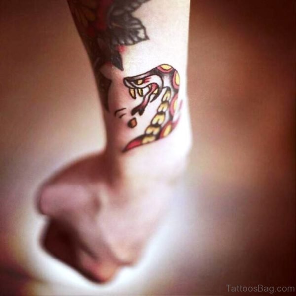 Trendy Snake Wrist Tattoo