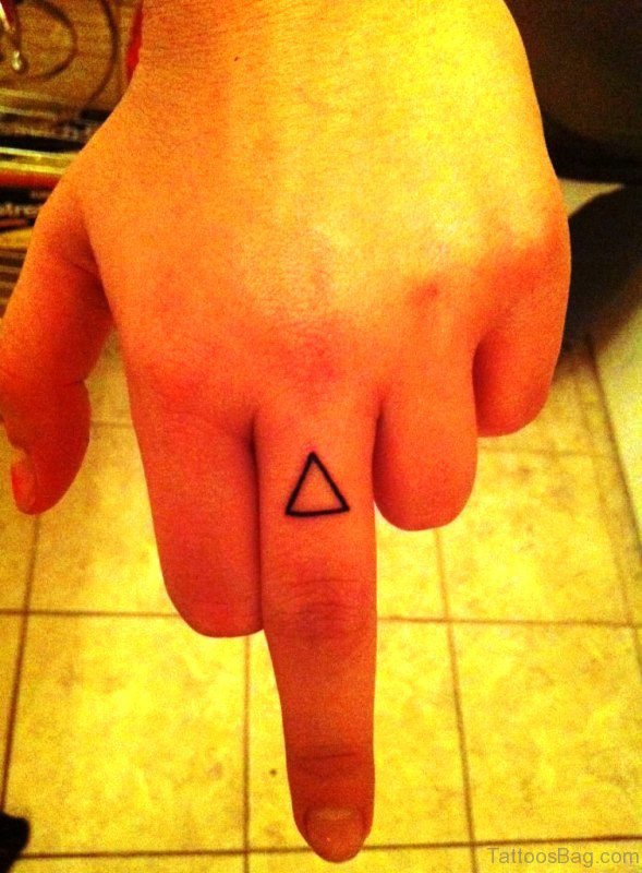 Triangle Tattoo On Middle Finger 