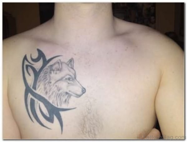 Tribal And Wolf Tattoo