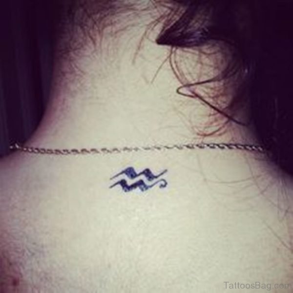 Tribal Aquarius Tattoo On Neck