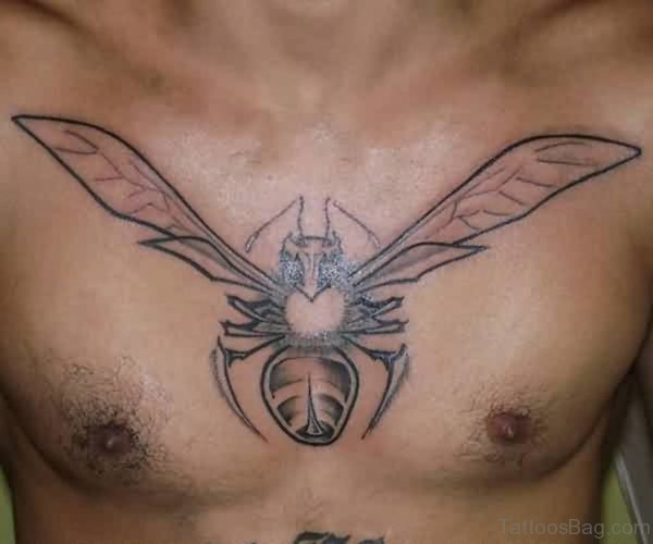 Tribal Bee With Long Wings Tattoo