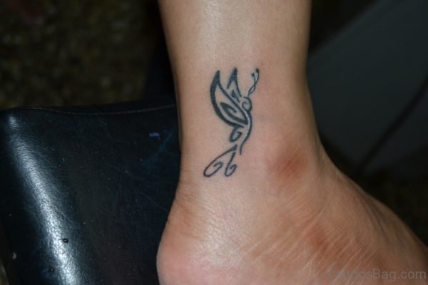 Tribal Butterfly Tattoo On Ankle Image
