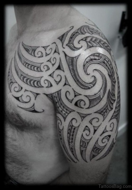 Tribal Designer Shoulder Half Sleeves Tattoo