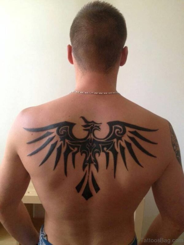 Tribal Eagle Tattoo Design On Back 