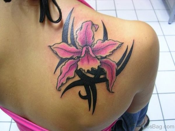 Tribal Flower Shoulder Tattoo