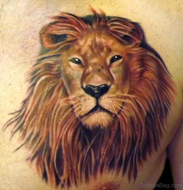 Tribal Lion Tattoo On Chest