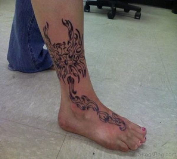 Tribal Phoenix Leg Tattoo Design