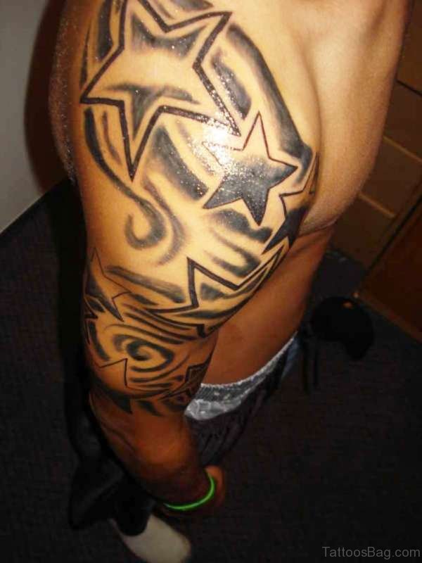 Tribal Star Shoulder Tattoo