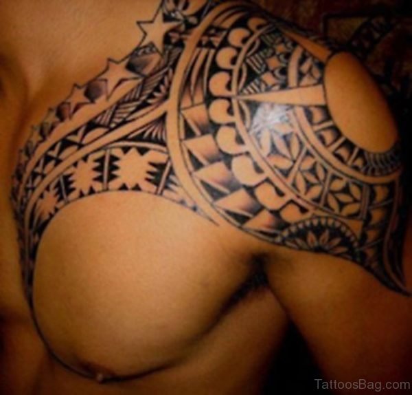 Tribal Tattoo Design On Chest