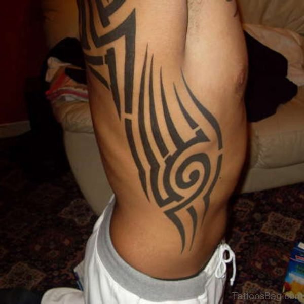 Tribal Tattoo Design On Rib