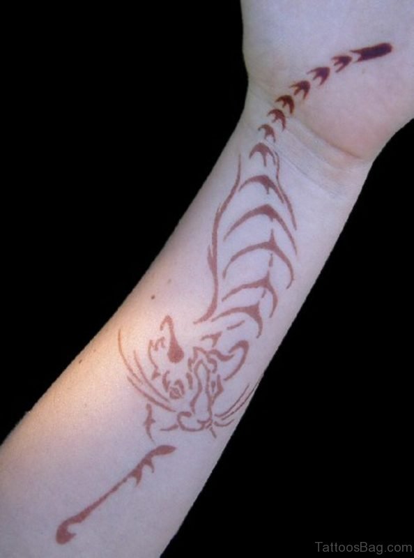 Tribal Tiger Tattoo On Wrist