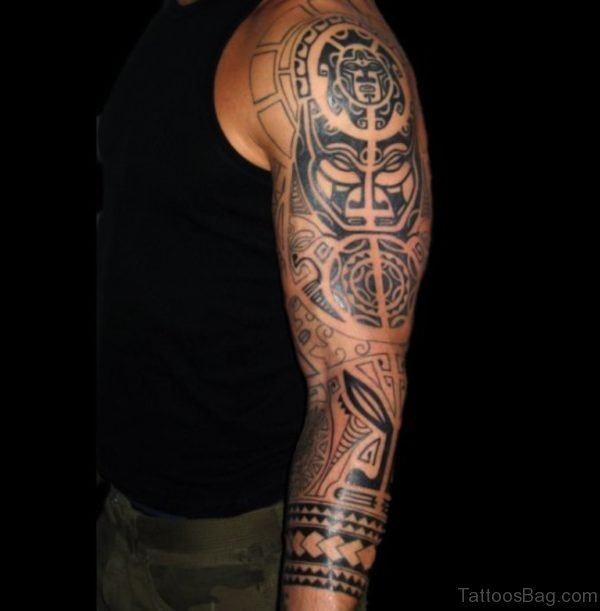 Tribal Warrior Full Sleeve Tattoo