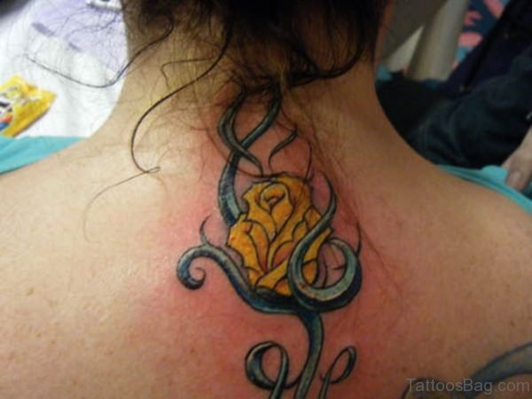 Tribal Yellow Rose Tattoo
