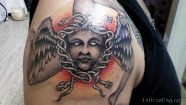 Trinacria Medusa Tattoo On Shoulder