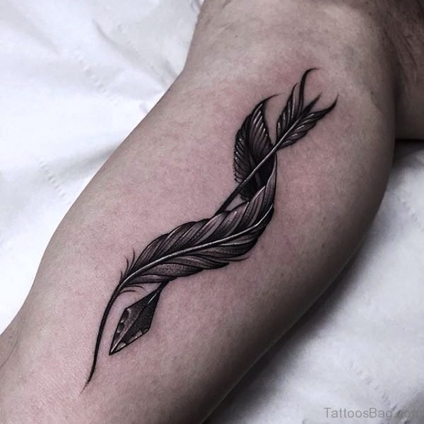 Twisted Feather Tattoo On Arm