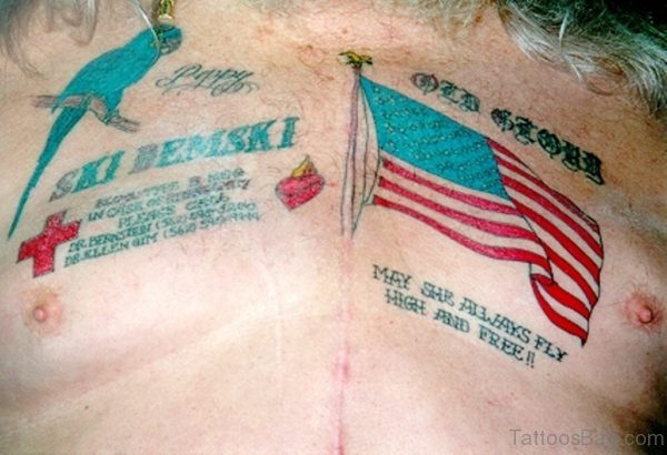 US Flag Tattoo On Chest