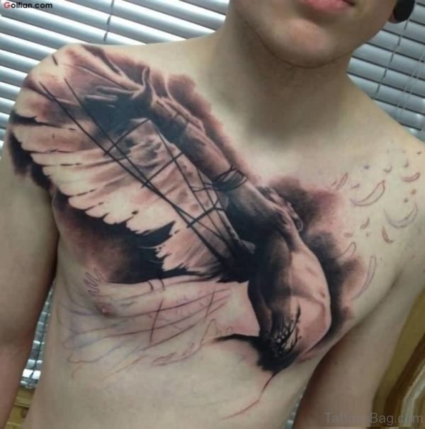 Ultimate Feather Tattoo On Chest