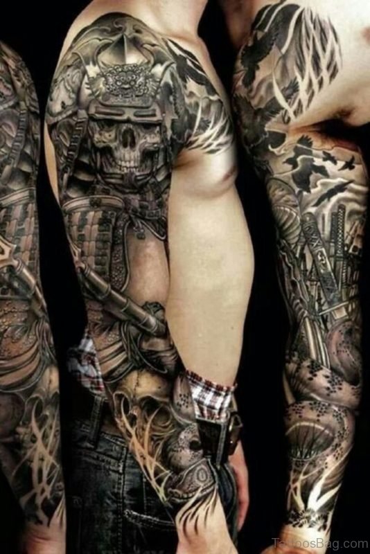Ultimate Skull Tattoo On Full Sleeve 