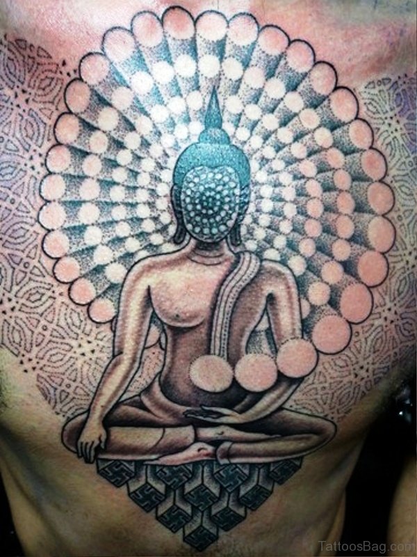 Unique Buddha Tattoo On Chest