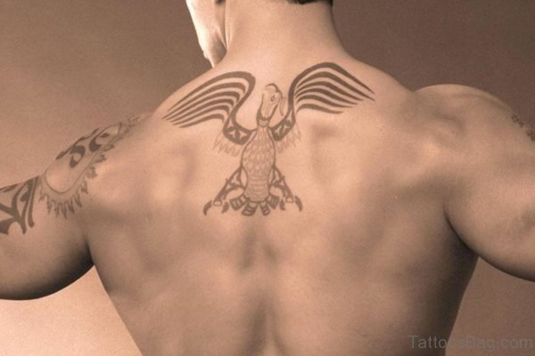 Unique Eagle Tattoo On Back 