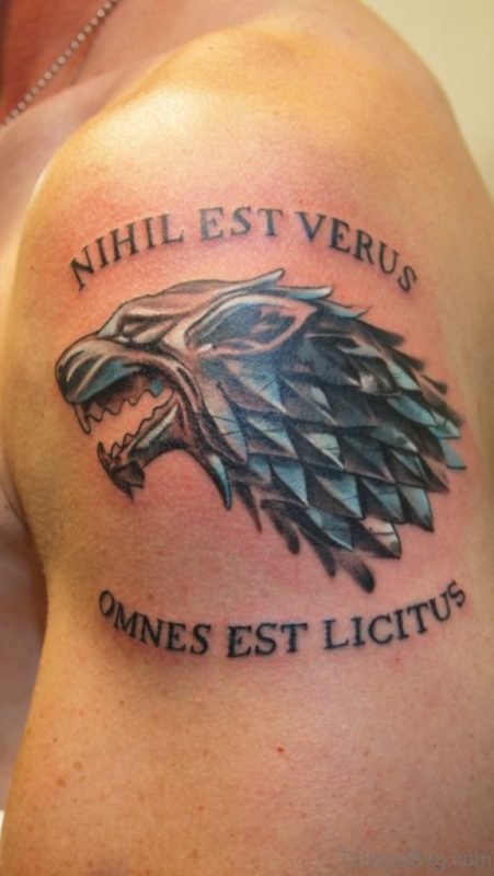 Unique Wolf Tattoo On HSoulder