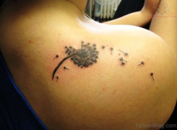 Upper Dandelion Tattoo On Shoulder