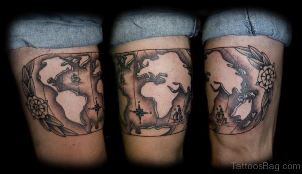 Vintage World Map Tattoo