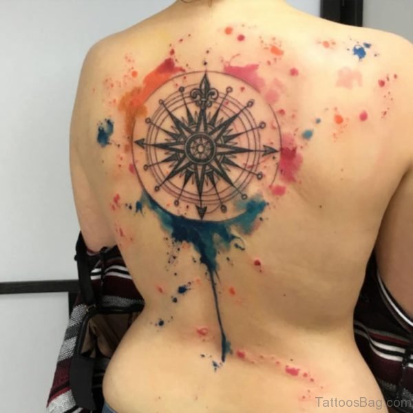 Watercolor Compass Tattoo 