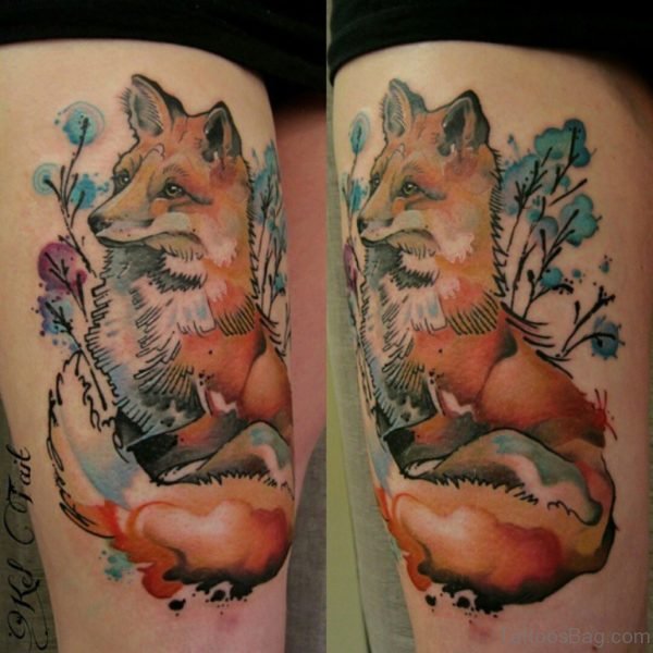 Watercolor Fox Tattoo 