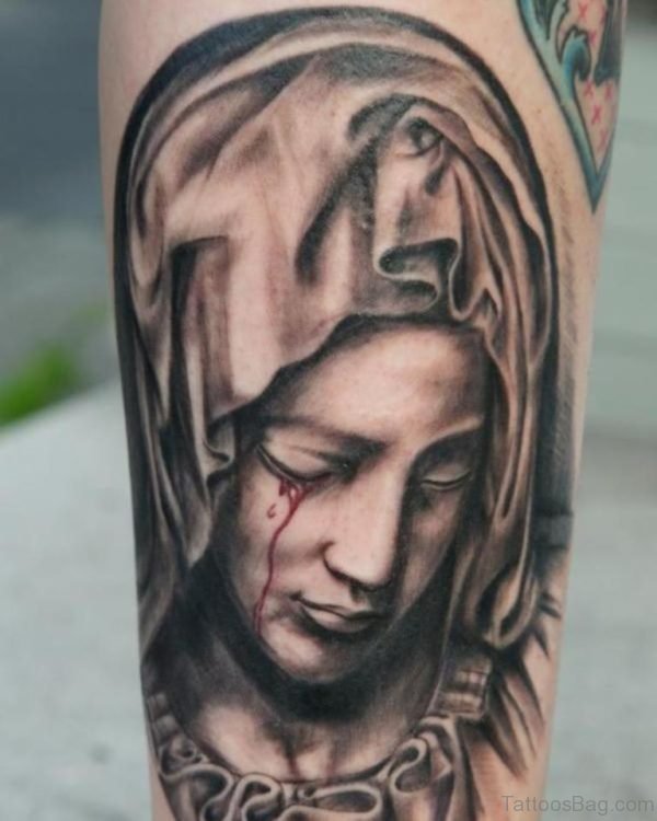 Weeping Girl Portrait Tattoo 